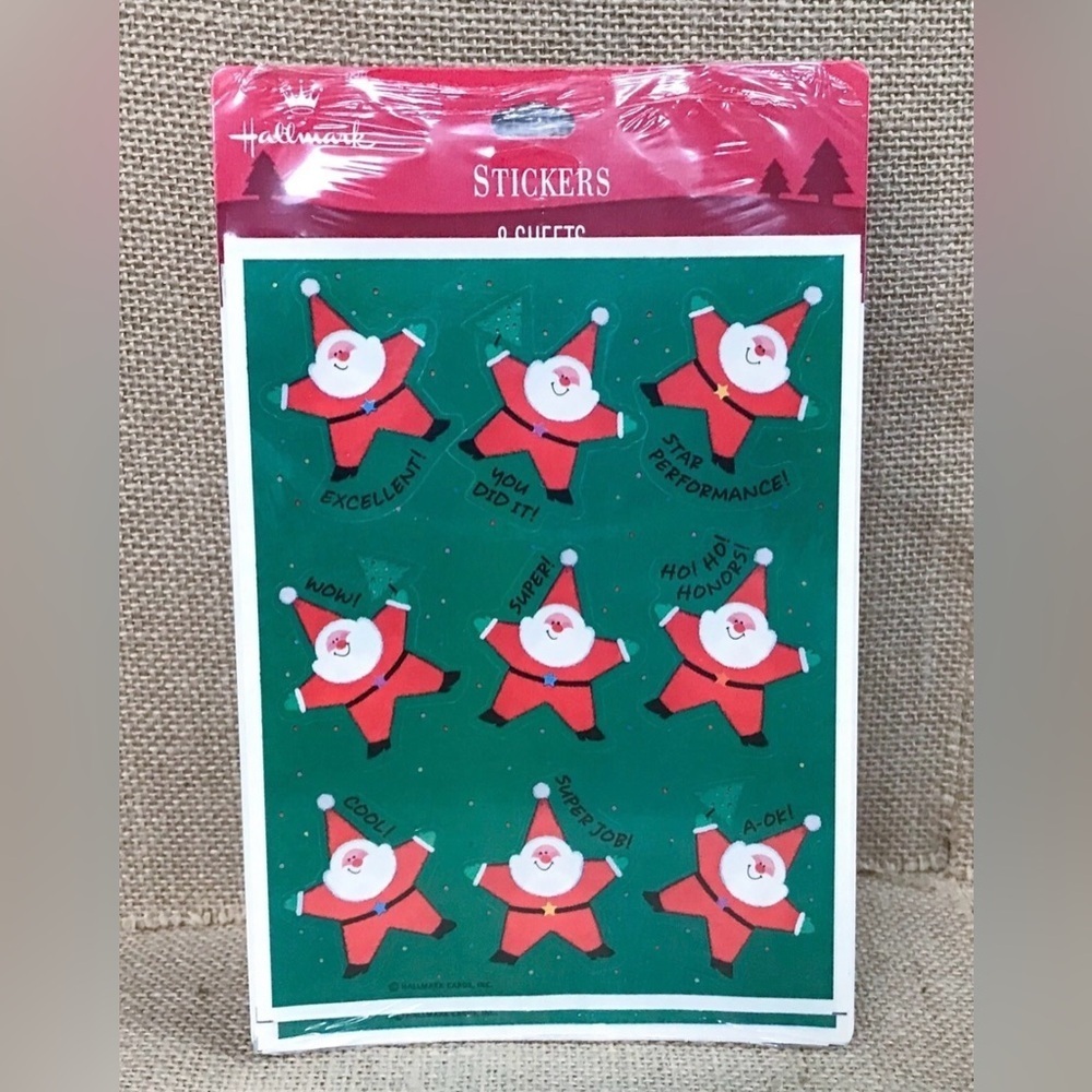 Vintage Hallmark Star Santa Claus Stickers Christmas Kitsch Whimsical Holiday